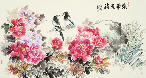 《荣华天禧》179cmX97cm刘红梅2016年作.jpg