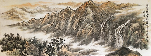 李发林作品《万里祥云卷碧山、青山道中流孤月》规格：180cmx70cm.jpg