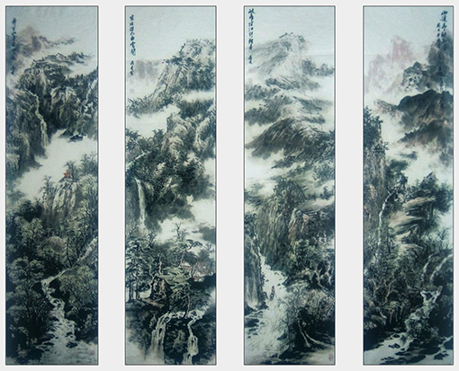 李发林作品《山水四条屏》规格：178cmx45cmx4.jpg