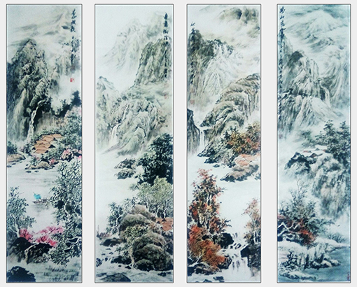 李发林作品《春夏秋冬四季山水》规格：178cmx45cmx4.jpg