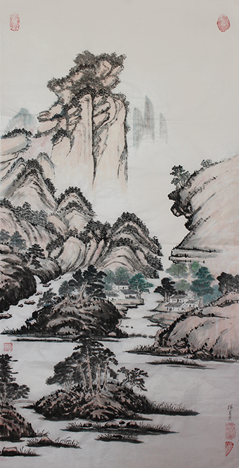 杨书英作品《云岭山水》规格：134cmx68cm.jpg