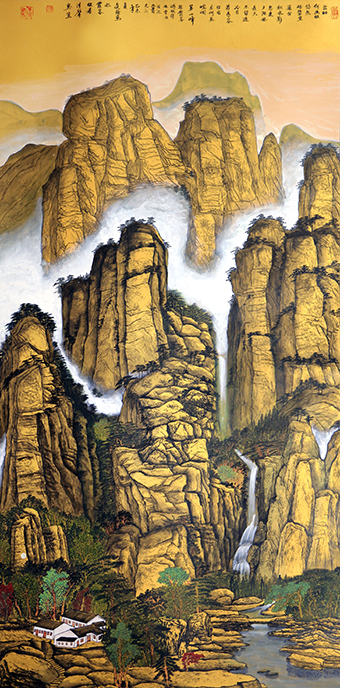章庭钰作品徐霞客诗意画《孤云独往还》规格：136cmx68cm.jpg