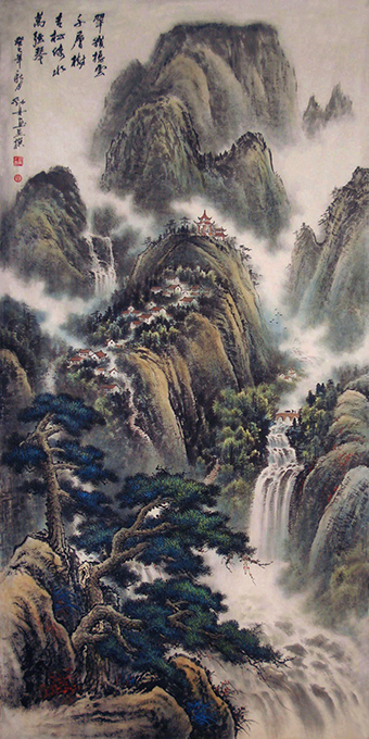 翠岭拥云千层树 青松倚水万弦琴 180x98cm.jpg