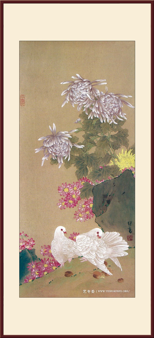 秋菊双鸽.jpg