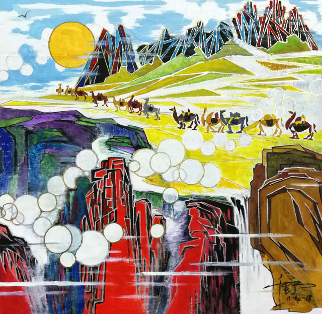 《丝路驼铃》59x59cm--2018年.jpg
