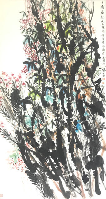 道金平作品《自履藤鞋收石蜜》规格：180cmx97cm.jpg