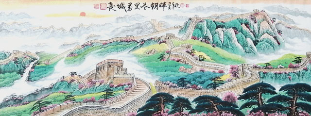 周乃山作品《长城万里尽朝晖》规格：180cmx70cm.jpg