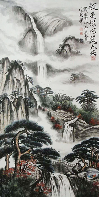 周乃山作品《疑是银河落九天》规格：138cmx70cm.jpg
