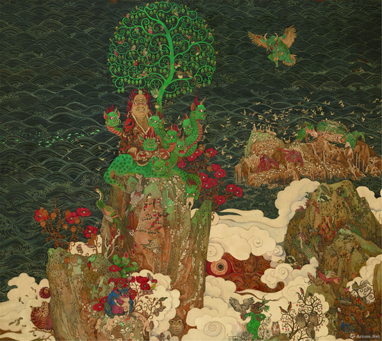 山。海（局部） 边凯 730X190cm 绢本设色 2019年