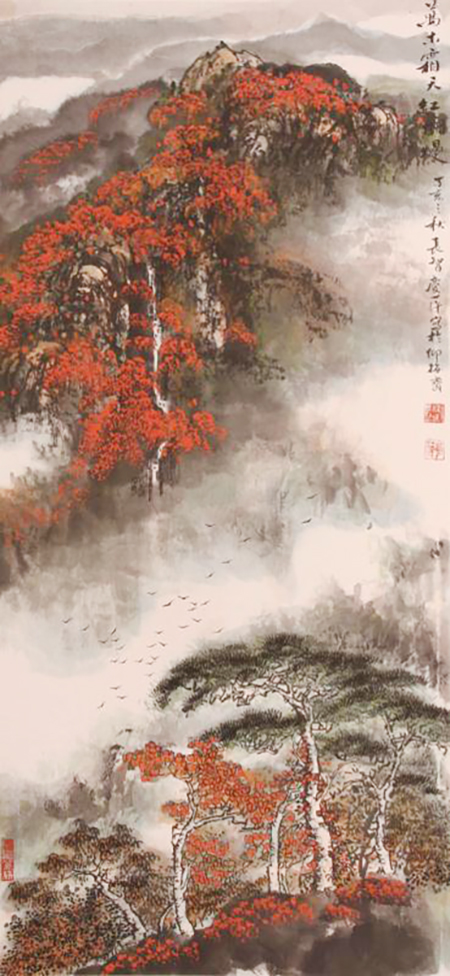 林庆萍 陈长智作品《万木霜天红烂漫》规格：96x44cm.jpg