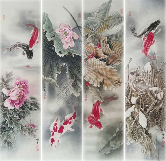吕增光作品 四条屏《四季有余》尺寸33×131cm.jpg