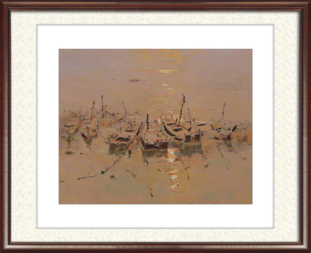 夏俊波作品：布面油画《海上夕照》.jpg