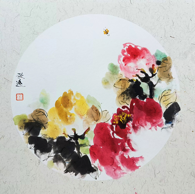 1784252251401568.jpg 林一雷作品《祥瑞》(峨眉牡丹林氏画法技艺 指画).jpg