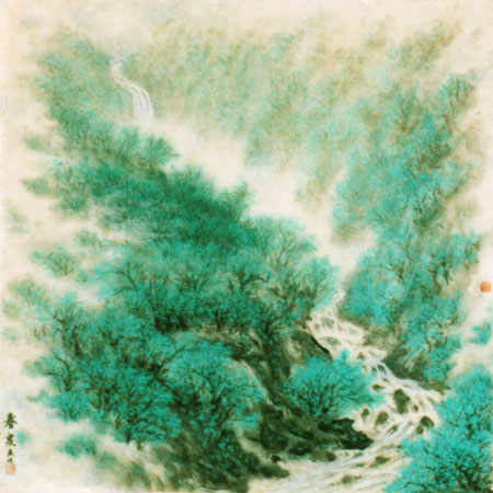 春泉 67×67cm