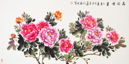 《花开富贵》180cm×68cm