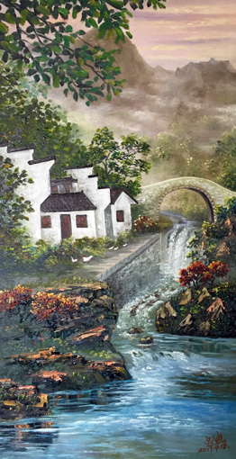 《梦乡情韵》规格：108×50cm 布面画心
