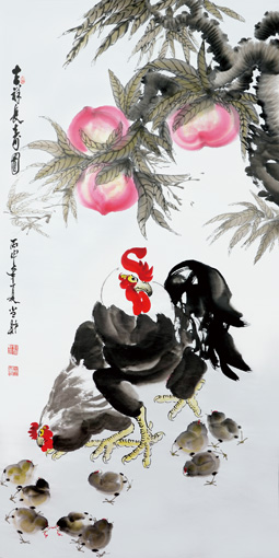 《吉祥长寿图》78cm×138cm