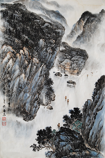《轻舟已过万重山》138cm×69cm