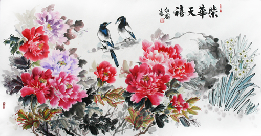 《荣华天禧》 179×97cm 2016年 天津刘红梅