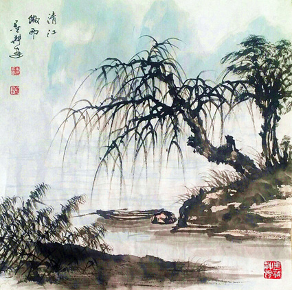 《清江微雨》