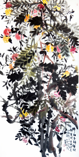 道金平作品《猗猗抽条颖》68×138cm,2016年