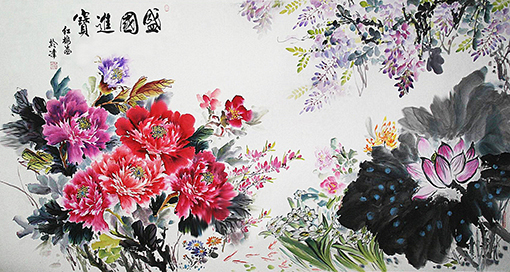 《盛国进宝》197×97cm2015年作天津刘红梅