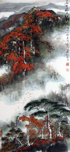 《万木霜天红烂漫》96cm×44cm