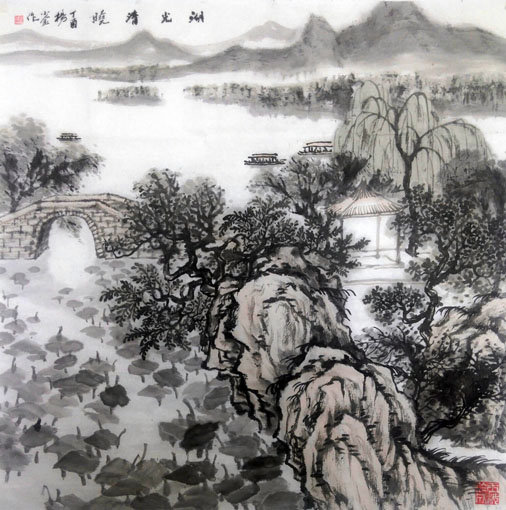 湖光清晓 68×68cm