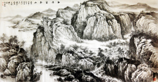 秋居富春山 182×96cm