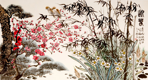 《迎春》200×100cm