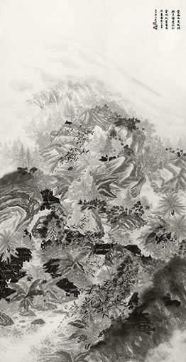 云南西双版纳勐仑镇曼俄村金岭飞云瀑鸣深夏图 246cm×125cm