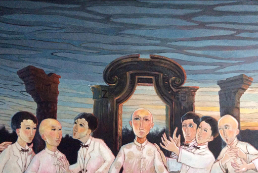 油画(最后的晚餐)200×420cm局部 2003年 油画(最后的晚餐)200×420cm局部 2003年