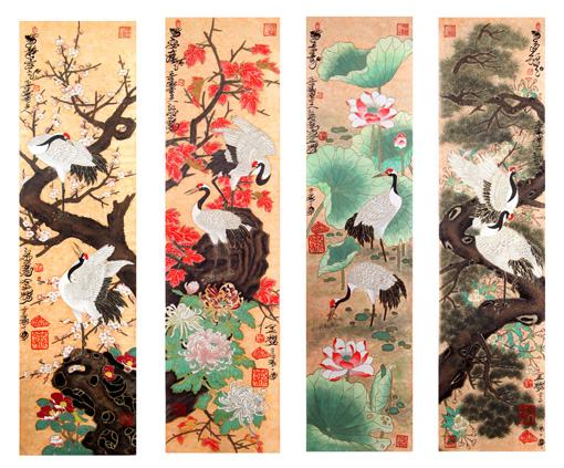 陈金辉作品《福寿康宁四条屏 长1.38米×0.35米×4 (创作于2014年)》 陈金辉作品《福寿康宁四条屏 长1.38米×0.35米×4 (创作于2014年)》