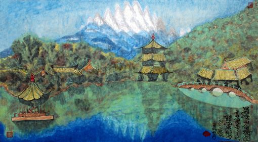 陈金辉作品《昆仑仙境图 长1.8米×0.9米(2013年)》 陈金辉作品《昆仑仙境图 长1.8米×0.9米(2013年)》