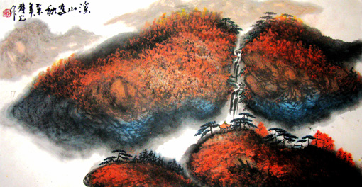 《溪山高秋》68cm×36cm