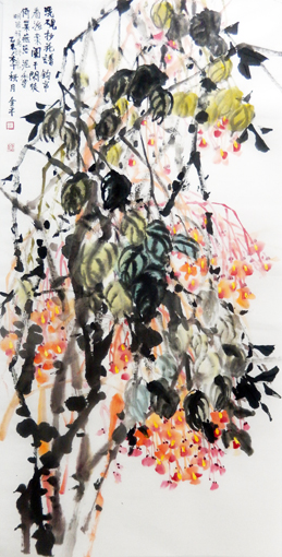 道金平作品《巢燕落泥香》68×138cm 2015年。 道金平作品《巢燕落泥香》68×138cm 2015年。