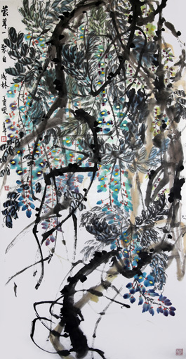 道金平作品《蒙茸一架自成林》68×138cm 2017年。 道金平作品《蒙茸一架自成林》68×138cm 2017年。