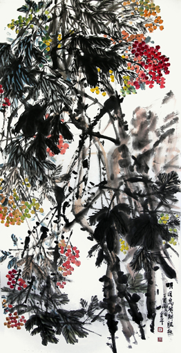 道金平作品《明目乌须解饥热》68×138cm 2017年。 道金平作品《明目乌须解饥热》68×138cm 2017年。