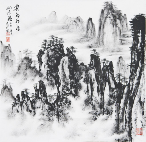 《云飞水飞山亦飞》68×68cm 《云飞水飞山亦飞》68×68cm