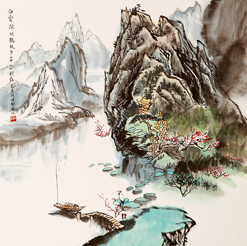 《白云深处鹤故乡》68×68cm 《白云深处鹤故乡》68×68cm