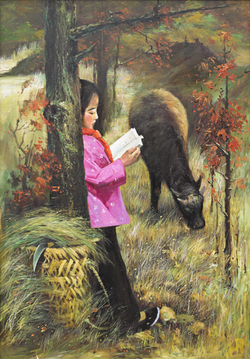 郭银峰油画作品《放学以后》 郭银峰油画作品《放学以后》