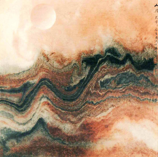 《山月》当代帛画