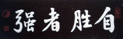 砂石书法《自胜者强》 砂石书法《自胜者强》