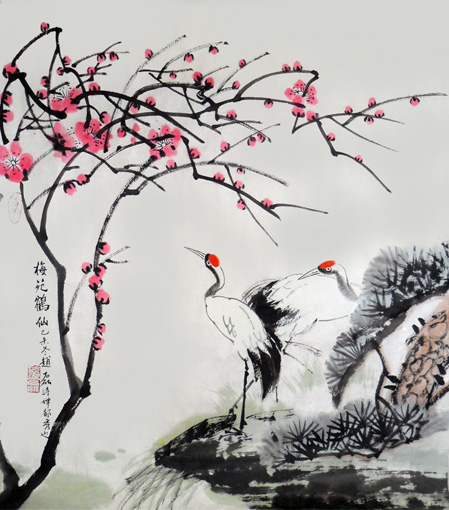 《梅苑鹤仙》60cm×70cm 《梅苑鹤仙》60cm×70cm