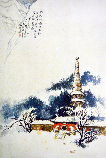 《云居寺初雪》67cm×50cm 《云居寺初雪》67cm×50cm