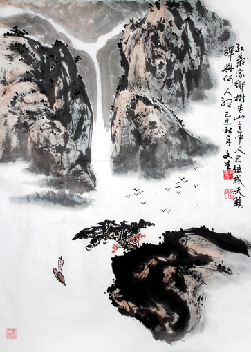 《红叶家乡树,青山意中人。五弦成天籁,弹与何人听。》 《红叶家乡树,青山意中人。五弦成天籁,弹与何人听。》