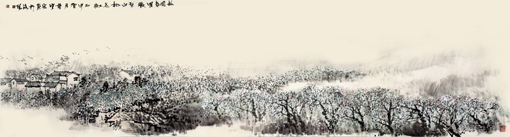 董宝宏《故园春风暖梨白桃花红》180×48 董宝宏《故园春风暖梨白桃花红》180×48