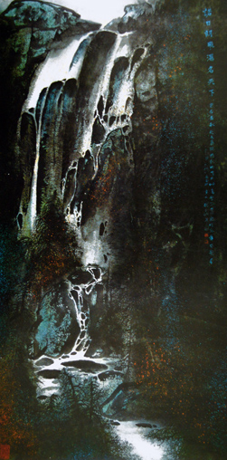 《诺日朗飞瀑名天下》268×134cm 《诺日朗飞瀑名天下》268×134cm