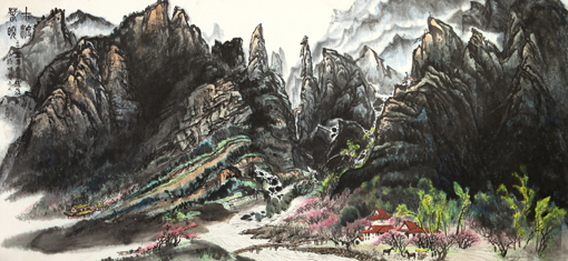 《十渡春晓》200×100cm 《十渡春晓》200×100cm