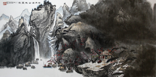 《硕果满山眺丰收》68×136cm 《硕果满山眺丰收》68×136cm